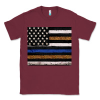 Burgundy Back to blue USA flag leopard police 20oz tumbler Classic Tee - Neo Western