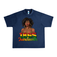 Navy 1865 juneteenth with afro black woman Urban Heavy Tee - texasbilliewilder