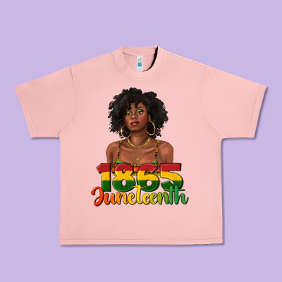 Urban Heavy Tee 1865 juneteenth with afro black woman
