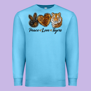 Peace Love Tigers Premium Sweatshirt Designed By Lillyallendesigns