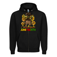 Black celebrate juneteenth black woman bun Zipper Hoodie - HRA Design Shop