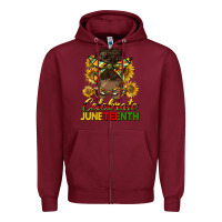 Burgundy celebrate juneteenth black woman bun Zipper Hoodie - HRA Design Shop