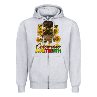 Heather Grey celebrate juneteenth black woman bun Zipper Hoodie - HRA Design Shop