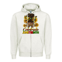 Oatmeal Heather celebrate juneteenth black woman bun Zipper Hoodie - HRA Design Shop