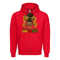 Red celebrate juneteenth black woman bun Zipper Hoodie - HRA Design Shop