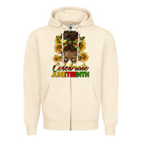 Sandshell celebrate juneteenth black woman bun Zipper Hoodie - HRA Design Shop