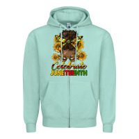 Seafoam celebrate juneteenth black woman bun Zipper Hoodie - HRA Design Shop