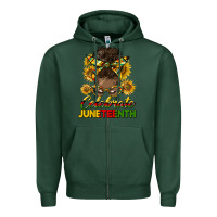 Sports Green celebrate juneteenth black woman bun Zipper Hoodie - HRA Design Shop