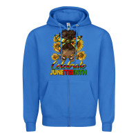True Royal celebrate juneteenth black woman bun Zipper Hoodie - HRA Design Shop