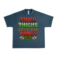 Midnight Navy thick thighs christmas vibes Urban Heavy Tee - BarkalooDesign