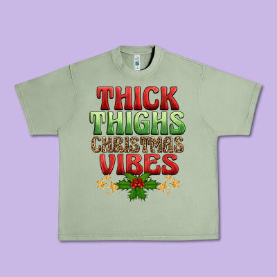 Thick Thighs Christmas Vibes Urban Heavy Tee Designed By Barkaloodesign