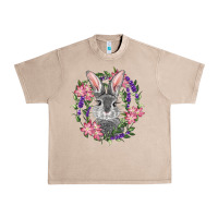 French Oak Easter Bunny With Floral Wreath Urban Heavy Tee - RanaPortraitStore