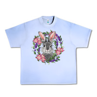 Grape Ice Easter Bunny With Floral Wreath Urban Heavy Tee - RanaPortraitStore