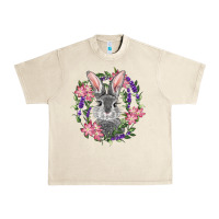 Sandshell Easter Bunny With Floral Wreath Urban Heavy Tee - RanaPortraitStore