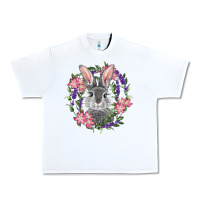 White Easter Bunny With Floral Wreath Urban Heavy Tee - RanaPortraitStore