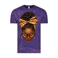 Cloud Purple plaid bandana afro woman Vintage Tee - texasbilliewilder