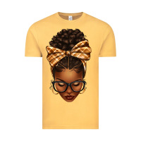 Vintage Mustard plaid bandana afro woman Vintage Tee - texasbilliewilder