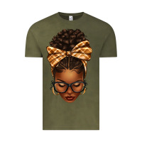 Vintage Olive plaid bandana afro woman Vintage Tee - texasbilliewilder