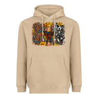 Mushroom saddle sunflower horseshoe cowhide leopard background Heavyweight Hoodie - Artiststas