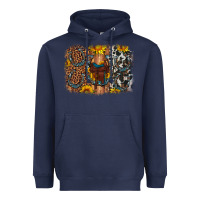 Navy saddle sunflower horseshoe cowhide leopard background Heavyweight Hoodie - Artiststas