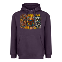 Plum saddle sunflower horseshoe cowhide leopard background Heavyweight Hoodie - Artiststas