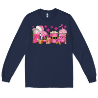 Navy pink christmas coffee cups Long Sleeve Tee - texasbilliewilder