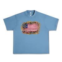 Pebble Blue america leopard glitter flag Urban Heavy Tee - Zillion Design Studio