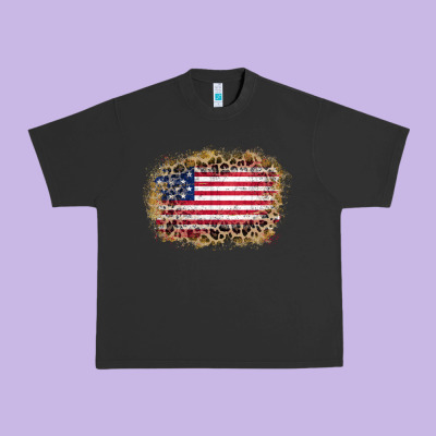 Urban Heavy Tee america leopard glitter flag