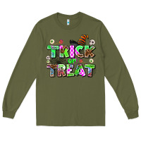Army Green trıck or treat Long Sleeve Tee - AdoDesignShop