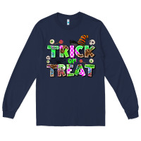 Navy trıck or treat Long Sleeve Tee - AdoDesignShop