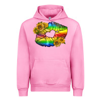 Fuchsia Pink Lgbtq Pride Rainbow Lips Urban Hoodie - BundleAndBundleShop