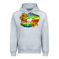 Heather Grey Lgbtq Pride Rainbow Lips Urban Hoodie - BundleAndBundleShop