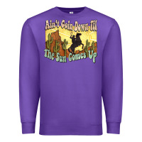 Purple aint goin down til the sun comes up cowboy Premium Sweatshirt - NancyCooperArtShop