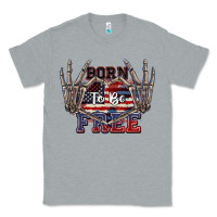 Heather Grey Born to be free 4th of July Classic Tee - CowGirlArtShop