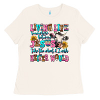 Bone living life somewhere between jesus take the wheel Ladies Tee - AdoDesignShop