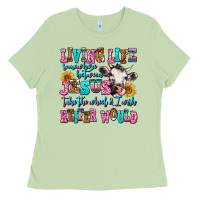 Matcha living life somewhere between jesus take the wheel Ladies Tee - AdoDesignShop