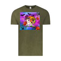 Vintage Olive halloween unicorn Vintage Tee - Zillion Design Studio