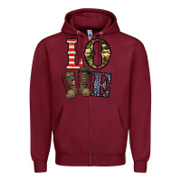 Burgundy loce army Zipper Hoodie - CowhideDigitalArt
