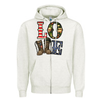 Oatmeal Heather loce army Zipper Hoodie - CowhideDigitalArt