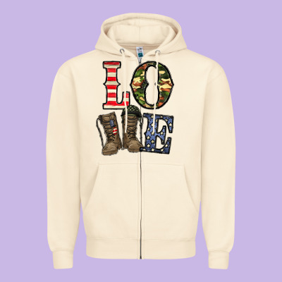 Loce Army Zipper Hoodie Designed By Cowhidedigitalart