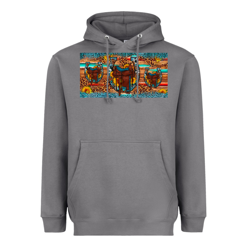 Saddle Horseshoe  Sunflower Leopard License Plate Heavyweight Hoodie by Artiststas | Teevron