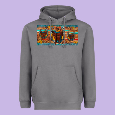 Saddle Horseshoe  Sunflower Leopard License Plate Heavyweight Hoodie Designed By Artiststas