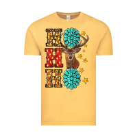 Vintage Mustard Gemstone And Reindeer Christmas Ho Ho Ho Vintage Tee - RanaPortraitStore