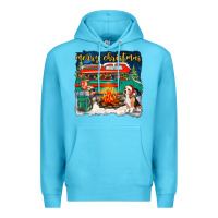 Ocean Blue merry christmas with camper van Premium Hoodie - NancyCooperArtShop