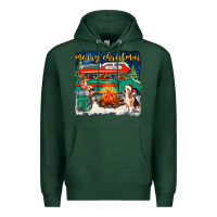 Sports Green merry christmas with camper van Premium Hoodie - NancyCooperArtShop