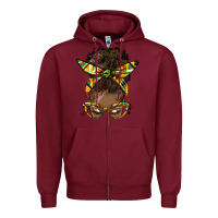 Burgundy afro bun Zipper Hoodie - HRA Design Shop