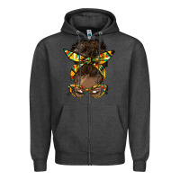 Charcoal Heather afro bun Zipper Hoodie - HRA Design Shop