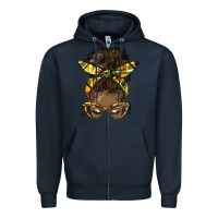 Navy afro bun Zipper Hoodie - HRA Design Shop