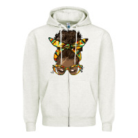 Oatmeal Heather afro bun Zipper Hoodie - HRA Design Shop