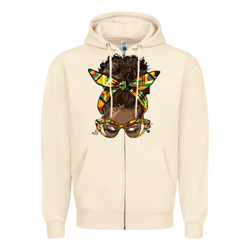 Afro Bun Zipper Hoodie by HRA Design Shop | Teevron